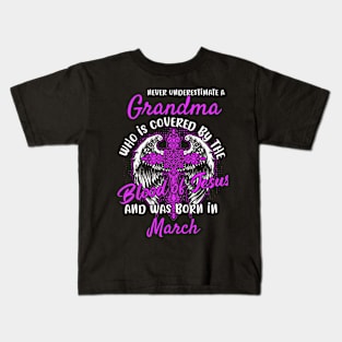 Christian Grandma who was Born in March Birthday Faith Gift Kids T-Shirt